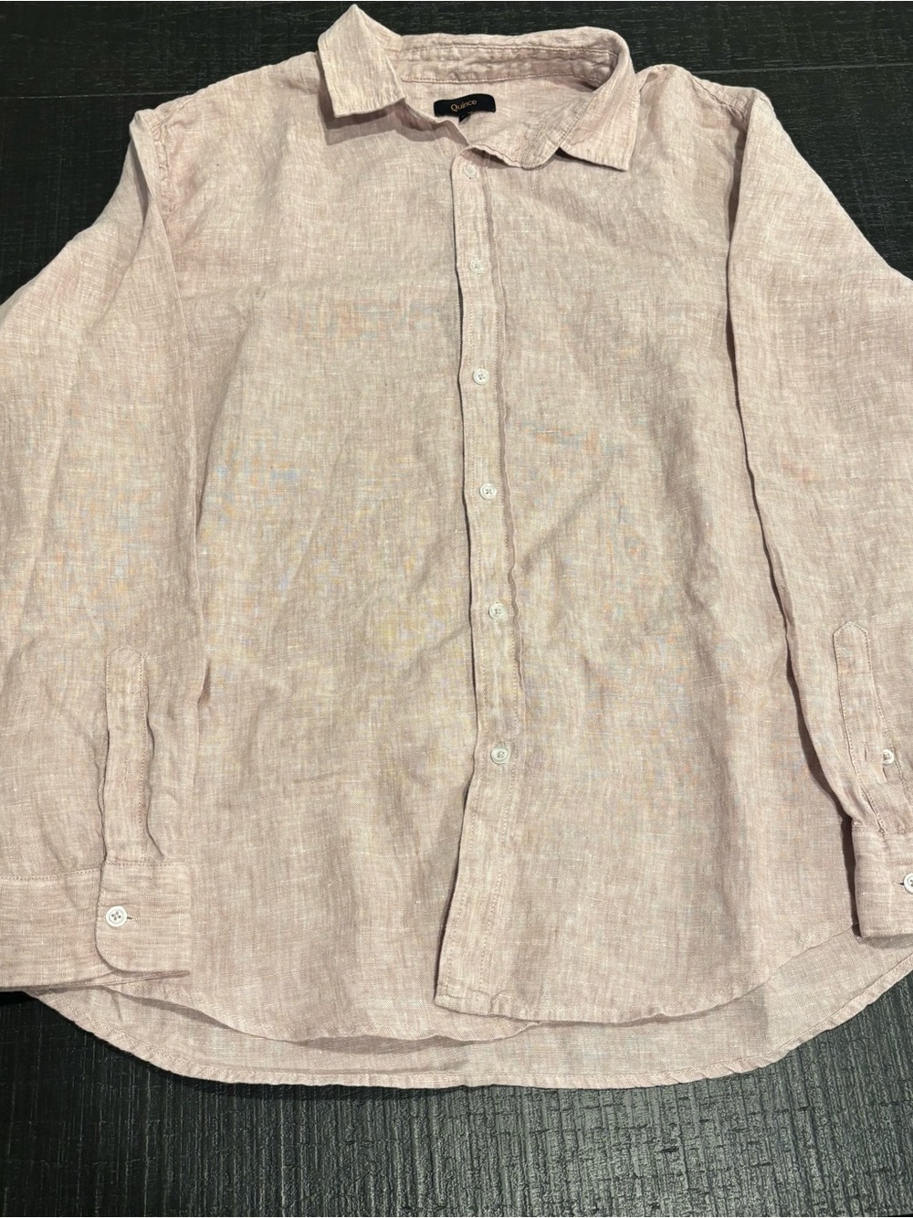 Quince Men's Chambray Pink 100% Linen Button-Up Shirt- XL